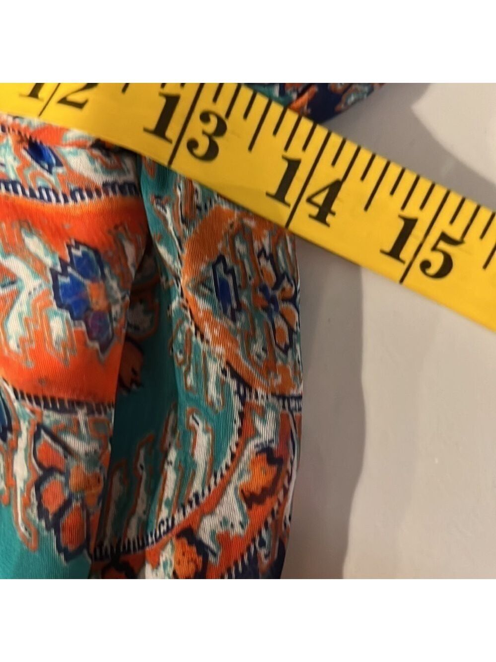 Auw Short Sleeve Key Hole Front Elastic Waist Boho print Dress size medium - Picture 8 of 12